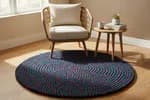 Handmade Navy Blue Felt Ball Carpet (100cm Round) - 100% Pure New Zealand Wool Rug