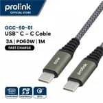 Prolink Fast Charge 60W USB C-C PD Cable Nylon Braided (For Laptop/ Phone/ Nintendo Switch) 1m cable - GCC-60-01