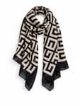 Quecy Women Printed Silk Satin Scarf | Black Printed Stylish Modern Design Stole For Women Rectangle | 180*85 CM