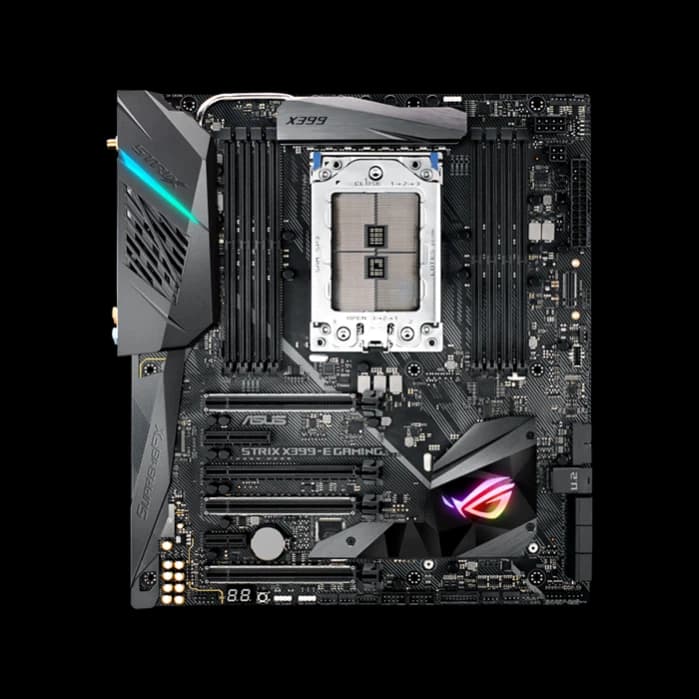 ASUS ROG STRIX X399-E GAMING AMD Ryzen Threadripper TR4 DDR4 M.2 U.2 X399 EATX HEDT Motherboard with onboard 802.11AC WiFi, USB 3.1 Gen2, and AURA Sync RGB Lighting