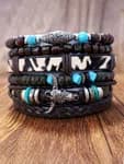 Men 6 Leather Multistrand Bracelet