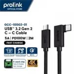 Prolink 100W USB C-C PD Cable USB3.2 Gen 2 Nylon Braided 2m (Data Transfer, Audio) [E-Mark Chip]-GCC-100-G2-01