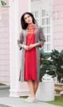 GF Women Designer Kurti with Jacket Set # Red