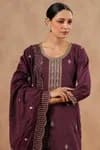 Purple Embroidered Kurta Pant Set With Dupatta