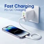 Elephu ep-35D Charger with cable| 35 watt super fast charger| Dual Port PD Type C and USB| With Fast USB To Type C Cable| Led Indicator