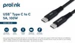 Prolink Fast Charging USB C-C 100W PD Data Transfer Cable Nylon Braided (5APD100W 2M) E-mark chip - GCC-100-01