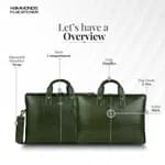 HAMMONDS FLYCATCHER Genuine Leather Office Bag for Men, 15.6 Inch Laptop Bag, Professional Leather Bag, Adjustable Straps, Multiple Compartments  - Croc Olive Green