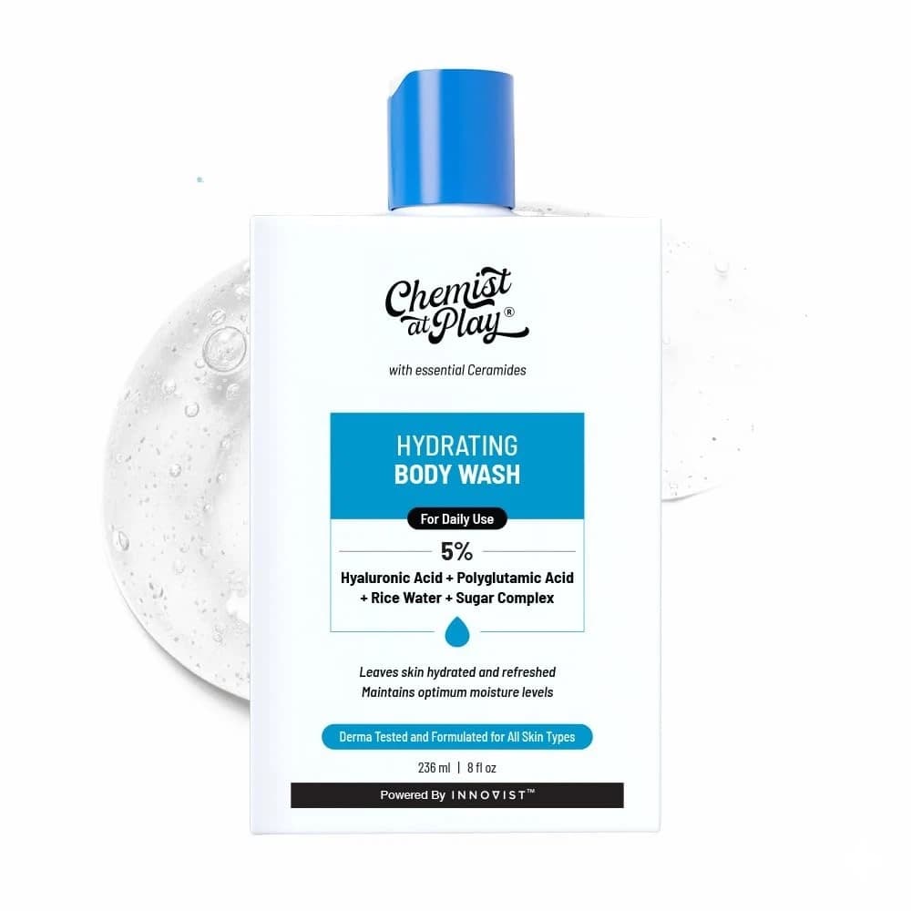 Chemist at Play | Hydrating Body Wash | With 5% Hyaluronic Acid Bodywash for Intense Hydration | Reduces Flakes & Itchiness | For Dry Skin | Polyglutamic Acid & Hyaluronic Acid | For Women & Men | 236ml