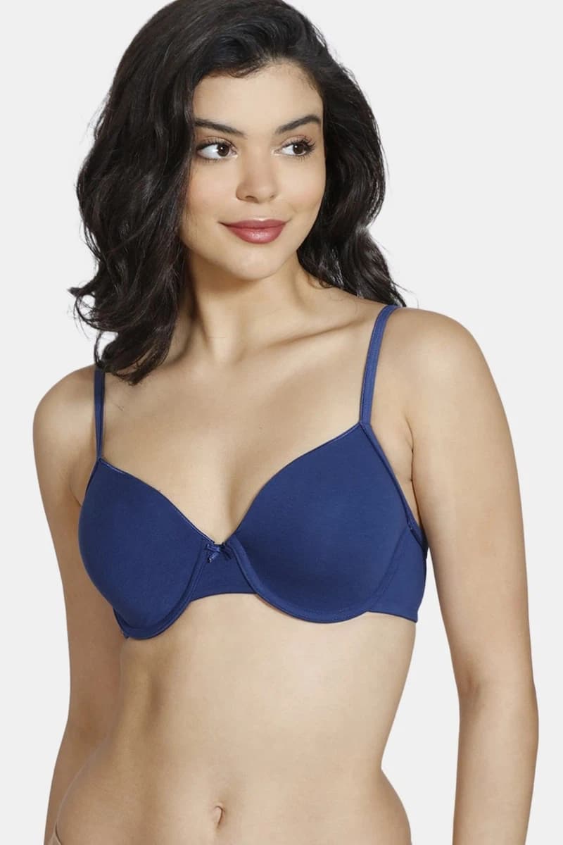 Zivame Summer Love Padded Wired 3/4th Coverage T-Shirt Bra-Blue Depth