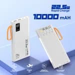 Elephu Powerbank G2X| 10000 mAH| 22.5 W Rapid charge| Built-In cables| Led light| Digital battery indicator|