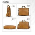 HAMMONDS FLYCATCHER Genuine Leather Office Bag for Men - 15.6 Inch Laptop Bag for Men, Professional Leather Bag for Men - Adjustable Straps and Multiple Compartments - Mango