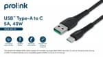 Prolink USB Type A to Type C Fast Charging Cable (5A/40W 1m) Android Phone Data Transfer Cable - GCA-40-01