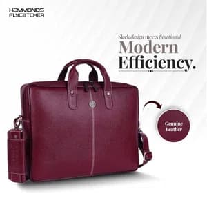 HAMMONDS FLYCATCHER Genuine Leather Office Bag for Men - 15.6 Inch Laptop Bag for Men, Professional Leather Bag for Men - Adjustable Straps and Multiple Compartments - Mango