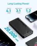 Anker Portable Charger, 20,000mAh Power Bank, Battery Pack with 2-Port, 15W High-Speed Charging for iPhone 15/15 Plus/15 Pro/15 Pro Max, 14/13/12 Series, Samsung Galaxy, and More (Black)