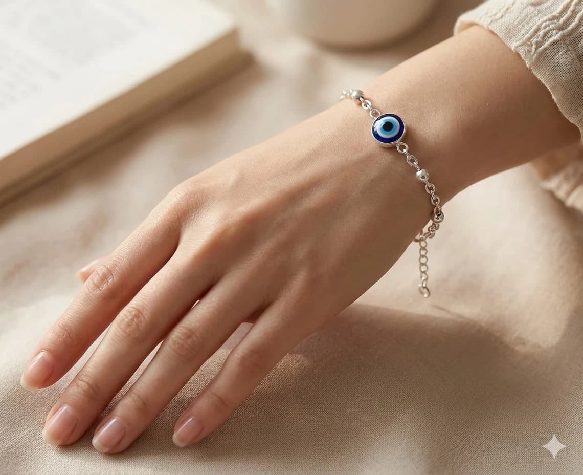 PURE SILVER EVILEYE BALL BRACELET FOR WOMEN 35-38
