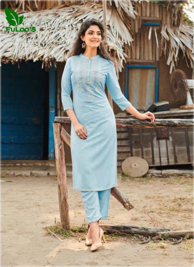 FuLoo's Serein Pure Cotton Designer Kurti in 2 set for Women#02