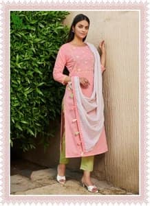 FuLooS Simi Cotton Embroidered Kurtis with Pants and Chunni #02