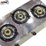 Alpha Home Jointless Stainless Steel 3 Burner Gas Stove Automatic Heavy Body 2 Year Warrantyl