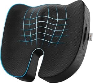 FOVERA Memory Foam Coccyx Seat Cushion for Tailbone Pain Sciatica, Back Pain Relief - Orthopedic Chair Cushions for Sitting for Office Chair