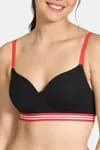 Zivame Sporty Twist Padded Non Wired 3/4th Coverage T-Shirt Bra-Black