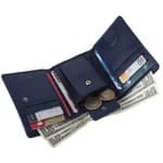 Hammonds Flycatcher Genuine Leather Blue Trifold Wallet For Men