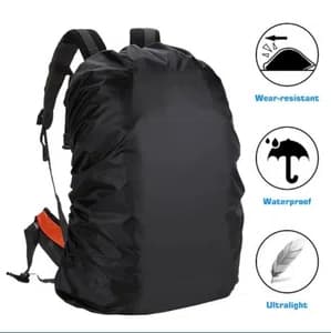 Black Water & Dust Proof Cover For Backpacks | Adjustable Elastic Waterproof Rain Back Cover | Fits 20-30 Ltrs Backpack