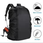 Black Water & Dust Proof Cover For Backpacks | Adjustable Elastic Waterproof Rain Back Cover | Fits 20-30 Ltrs Backpack