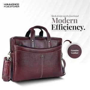 HAMMONDS FLYCATCHER Genuine Leather Office Bag for Men, 15.6 Inch Professional Brown Laptop Bag for Men, Adjustable Strap & Multi Compartments