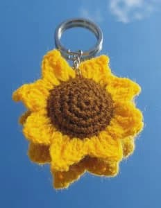 Handemade woolen crochet Sunflower Keychain