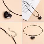Trendy Black Stone Heart Charm Neckpiece