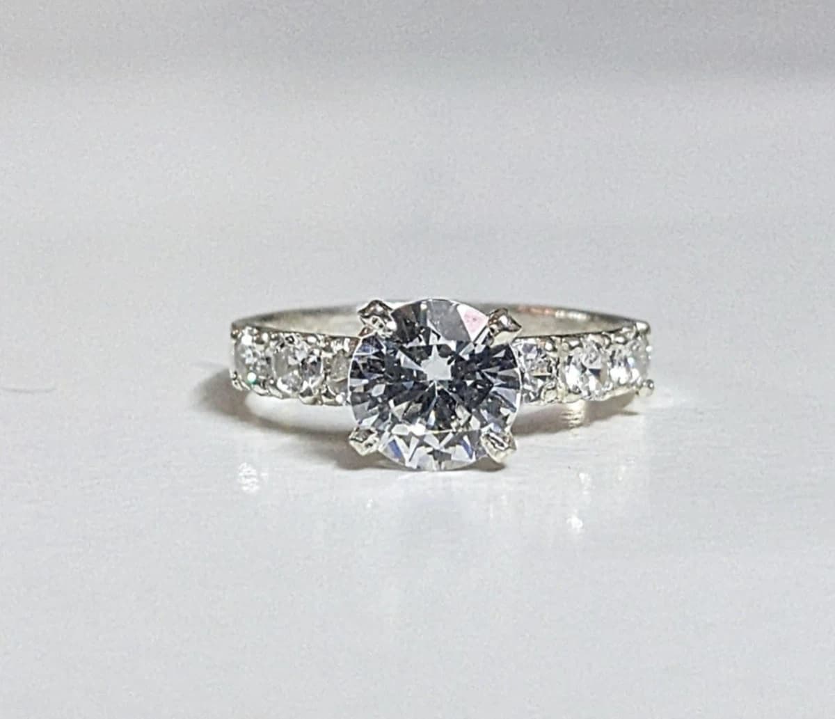 PURE SILVER ZERCON DIAMOND RING FOR WOMEN