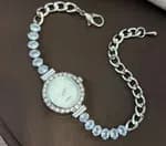 Latest Diamond-Encrusted Chain Clasp Quartz Watch for Women - Full Diamond, Adjustable Round High Fashion Bracelet Watch
