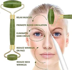Natural Green Jade Facial Roller & Gua Sha Set – 2-in-1 Skin Rejuvenation Kit