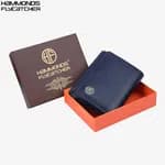 Hammonds Flycatcher Genuine Leather Blue Trifold Wallet For Men