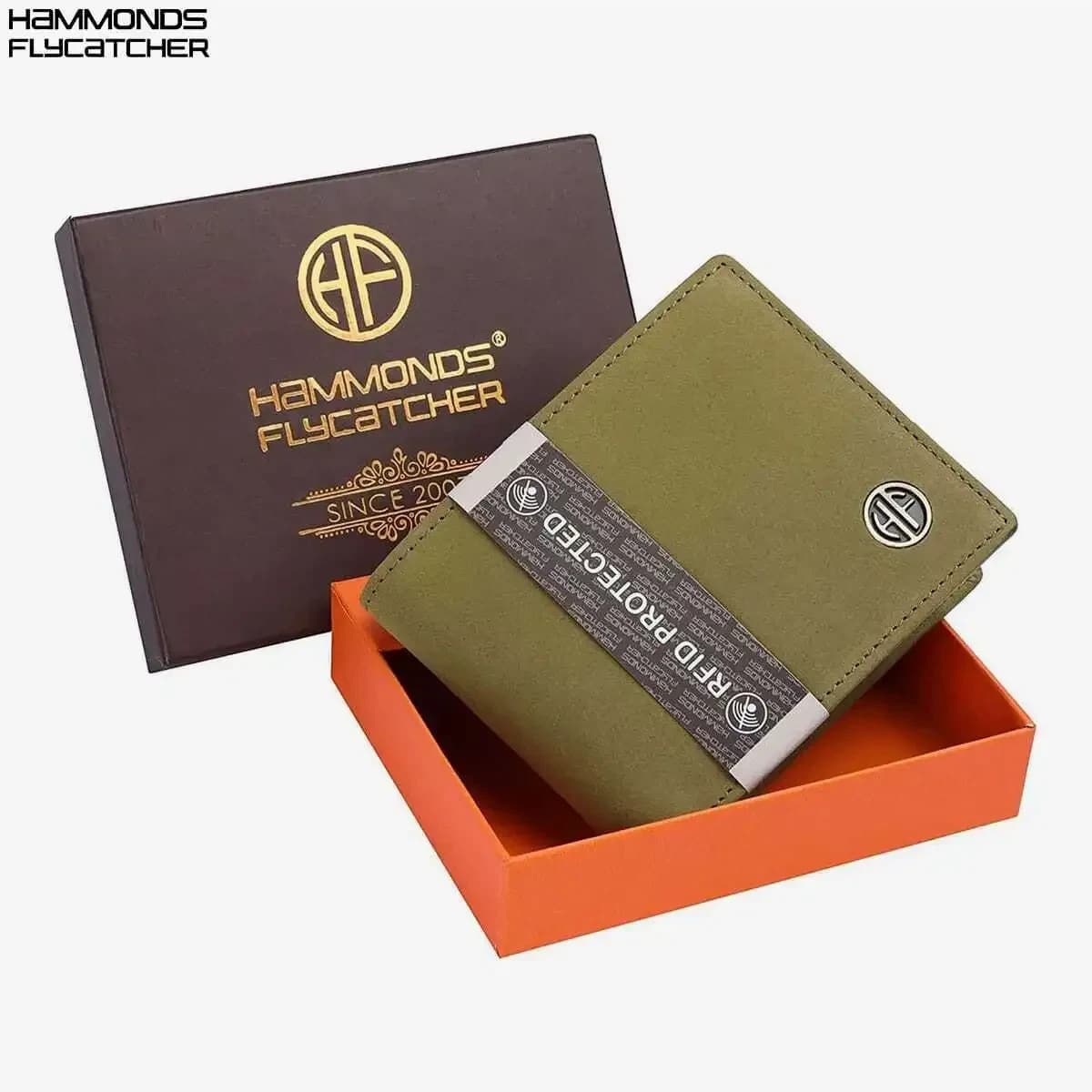 Hammonds Flycatcher RFID Protected Genuine Leather Moss Green Wallet For Men