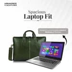 HAMMONDS FLYCATCHER Genuine Leather Office Bag for Men, 15.6 Inch Laptop Bag, Professional Leather Bag, Adjustable Straps, Multiple Compartments  - Croc Olive Green