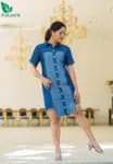 Fuloo's Cali Blue Solid Denim Dress for Women.