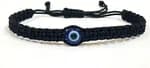 1Pcs Unisex Black Braided Thread Evil Eye Bracelet - Handmade Adjustable Nazar Protection Charm Wristband for Men, Women & Couples