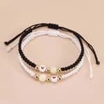 2 Pcs/Set Glow in the Dark Heart Braided Rope Couple Bracelets - Adjustable Matching Relationship Jewelry Gift