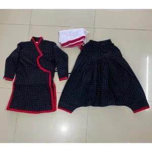Girl Newari Traditional Dress Set Dress With Janga Suruwal With Red Boarder Patuki