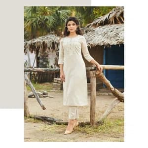 FuLoo's Serein Pure Cotton Designer Kurti in 2 set for Women#03