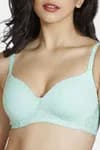 Zivame Padded Non Wired 3/4th Coverage T-Shirt Bra - Green