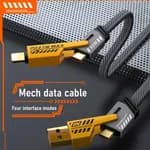 •	Type C to Type C Cable, Flat Braided 4 in 1, PD60W Fast Charging & Data, USB C