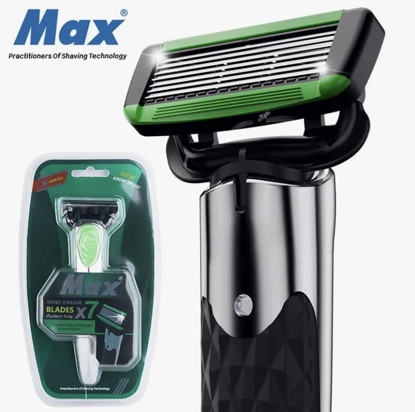 MAX RAZOR 7 Blade Shaving Razor with Zinc Alloy Handle | Shaving Razor | Shaving Razor for men