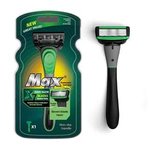 MAX RAZOR 7 Blade Shaving Razor with Rubber Handle | Shaving Razor | Shaving Razor for MEN