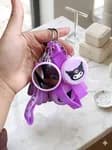 Kawaii Kuromi Purple Keychain Set - Cute Silicone Cartoon Keyring with Mini Pocket Mirror & Wrist Strap Bag Charm Gift for Girls