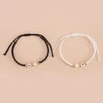 2 Pcs/Set Glow in the Dark Heart Braided Rope Couple Bracelets - Adjustable Matching Relationship Jewelry Gift