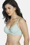Zivame Beautiful Basics Padded Wired 3/4th Coverage T-Shirt Bra-Aruba Blue