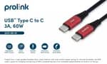 Prolink Fast Charge 60W USB C-C PD Cable Nylon Braided (For Laptop/ Phone/ Nintendo Switch) 1m cable - GCC-60-01