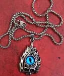 Retro Gothic Blue Evil Eye Protection Pendant Necklace for Men Stainless Steel Punk Dragon Flame Skull Chain